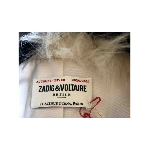 Zadig & Voltaire Women's Faux Fur Coat Long Sleeve White/Brown Size Small NWT - Picture 10 of 12